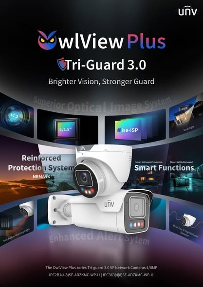 Uniview представляет третье поколение IP-камер OwlView Plus серии Triguard